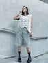 Raw Fringe Wide Denim Shorts